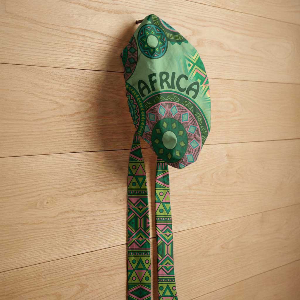 Africa Tribal Traditional Pattern Easy Headwrap Green Motif