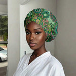 Africa Tribal Traditional Pattern Easy Headwrap Green Motif