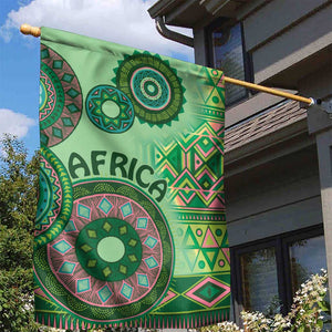 Afro Tribal Traditional Pattern Garden Flag Green Motif