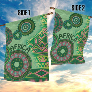 Afro Tribal Traditional Pattern Garden Flag Green Motif