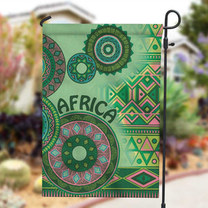 Afro Tribal Traditional Pattern Garden Flag Green Motif