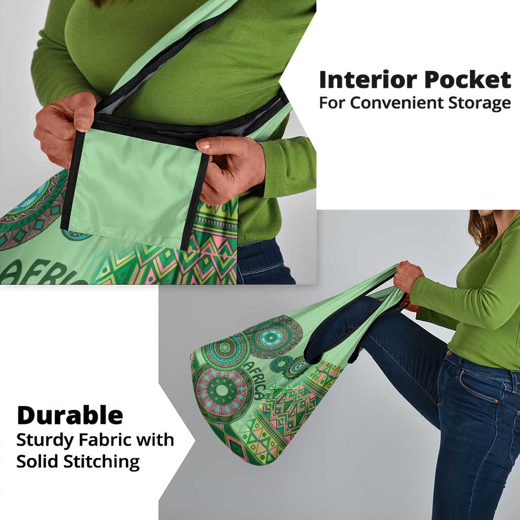 Afro Tribal Traditional Pattern Grocery Bag Green Motif