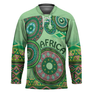 Africa Tribal Traditional Pattern Hockey Jersey Green Motif