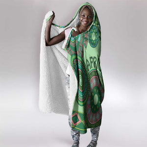 Afro Tribal Traditional Pattern Hooded Blanket Green Motif