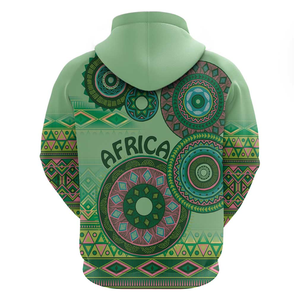 Afro Tribal Traditional Pattern Hoodie Green Motif