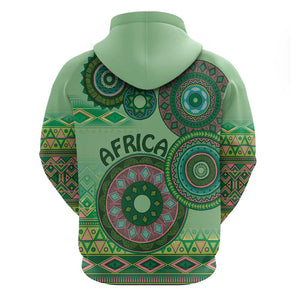 Afro Tribal Traditional Pattern Hoodie Green Motif