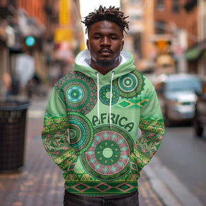 Afro Tribal Traditional Pattern Hoodie Green Motif