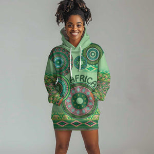 Afro Tribal Traditional Pattern Hoodie Dress Green Motif