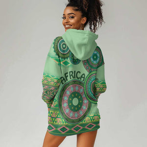 Afro Tribal Traditional Pattern Hoodie Dress Green Motif