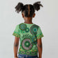 Afro Tribal Traditional Pattern Kid T shirt Green Motif
