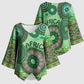 Africa Tribal Traditional Pattern Kimono Sleeve Blouse Green Motif