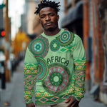Afro Tribal Traditional Pattern Long Sleeve Shirt Green Motif LT9
