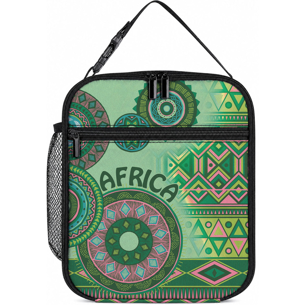 Africa Tribal Traditional Pattern Lunch Bag Green Motif