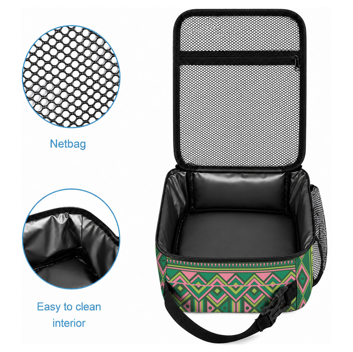 Africa Tribal Traditional Pattern Lunch Bag Green Motif