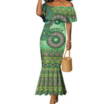 Afro Tribal Traditional Pattern Mermaid Dress Green Motif
