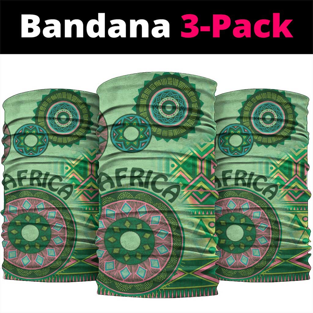 Afro Tribal Traditional Pattern Neck Gaiter Green Motif LT9