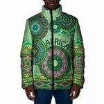 Africa Tribal Traditional Pattern Padded Jacket Green Motif