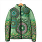 Africa Tribal Traditional Pattern Padded Jacket Green Motif