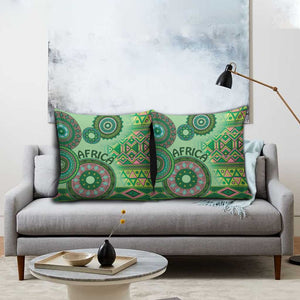 Africa Tribal Traditional Pattern Pillow Cover Green Motif