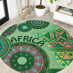 Afro Tribal Traditional Pattern Round Carpet Green Motif
