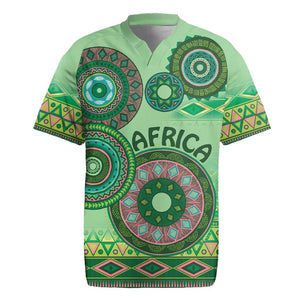 Afro Tribal Traditional Pattern Rugby Jersey Green Motif