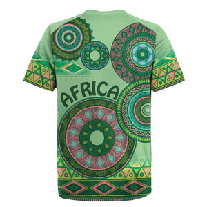 Afro Tribal Traditional Pattern Rugby Jersey Green Motif