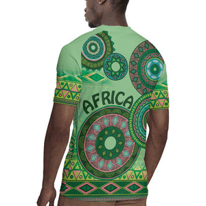 Afro Tribal Traditional Pattern Rugby Jersey Green Motif