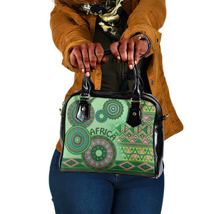 Afro Tribal Traditional Pattern Shoulder Handbag Green Motif