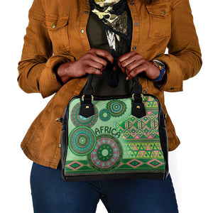 Afro Tribal Traditional Pattern Shoulder Handbag Green Motif