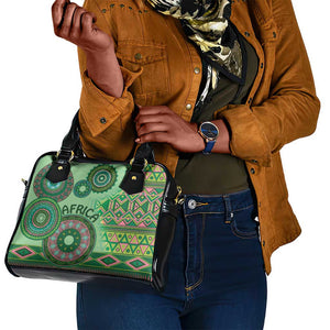 Afro Tribal Traditional Pattern Shoulder Handbag Green Motif