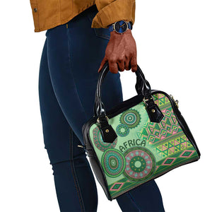 Afro Tribal Traditional Pattern Shoulder Handbag Green Motif