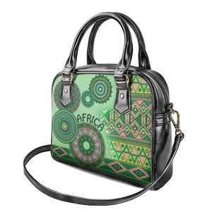 Afro Tribal Traditional Pattern Shoulder Handbag Green Motif