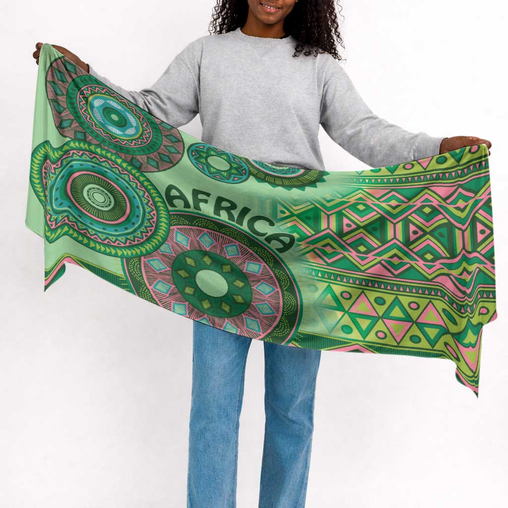 Africa Tribal Traditional Pattern Simple Headwrap Green Motif