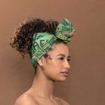 Africa Tribal Traditional Pattern Simple Headwrap Green Motif