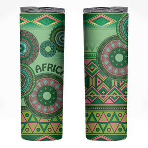 Afro Tribal Traditional Pattern Skinny Tumbler Green Motif