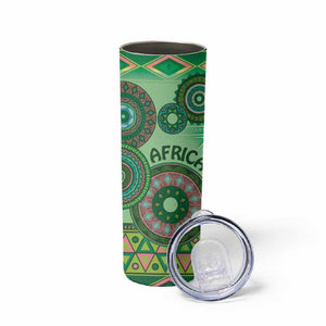 Afro Tribal Traditional Pattern Skinny Tumbler Green Motif