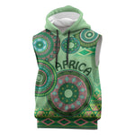 Afro Tribal Traditional Pattern Sleeveless Hoodie Green Motif - African Pride
