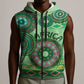 Afro Tribal Traditional Pattern Sleeveless Zip Hoodie Green Motif - African Pride