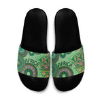 Africa Tribal Traditional Pattern Slide Sandals Green Motif