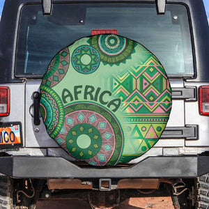 Afro Tribal Traditional Pattern Spare Tire Cover Green Motif