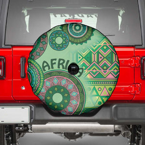 Afro Tribal Traditional Pattern Spare Tire Cover Green Motif