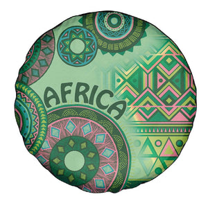 Afro Tribal Traditional Pattern Spare Tire Cover Green Motif