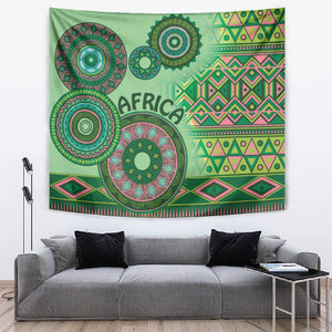 Afro Tribal Traditional Pattern Tapestry Green Motif