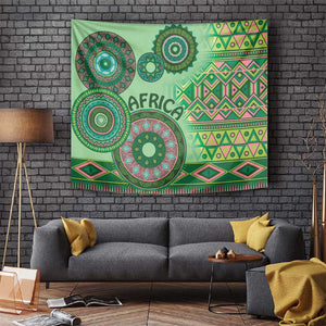 Afro Tribal Traditional Pattern Tapestry Green Motif