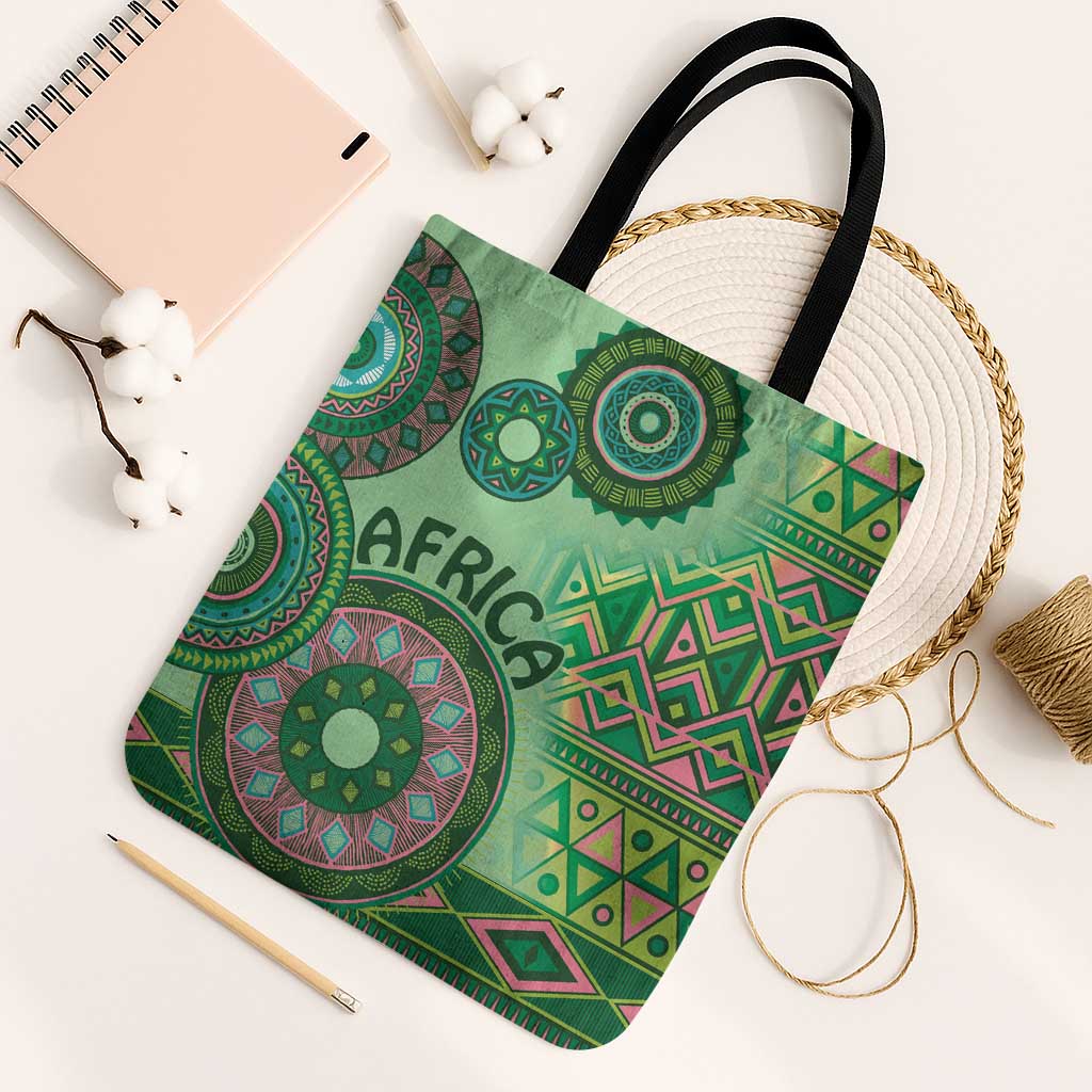 Africa Tribal Traditional Pattern Tote Bag Green Motif