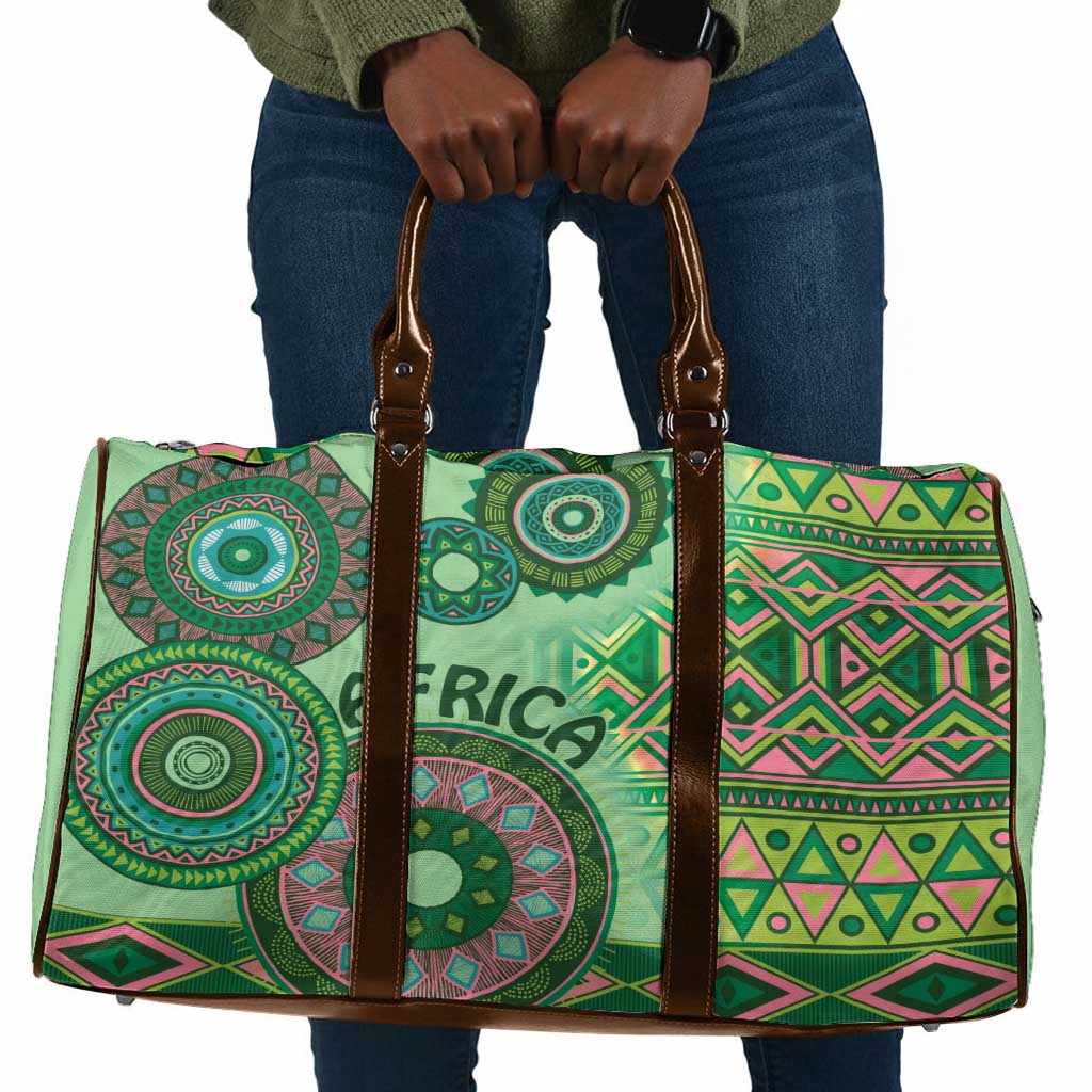 Africa Tribal Traditional Pattern Travel Bag Green Motif