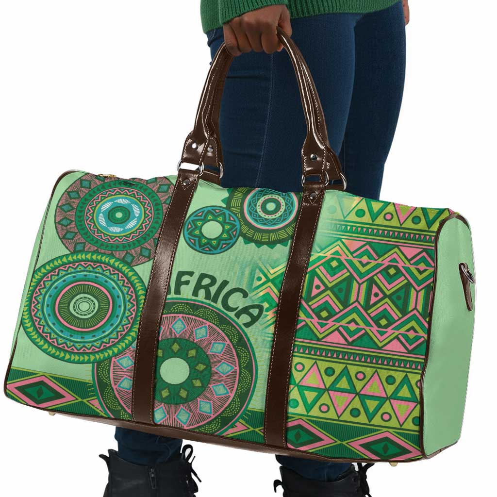 Africa Tribal Traditional Pattern Travel Bag Green Motif