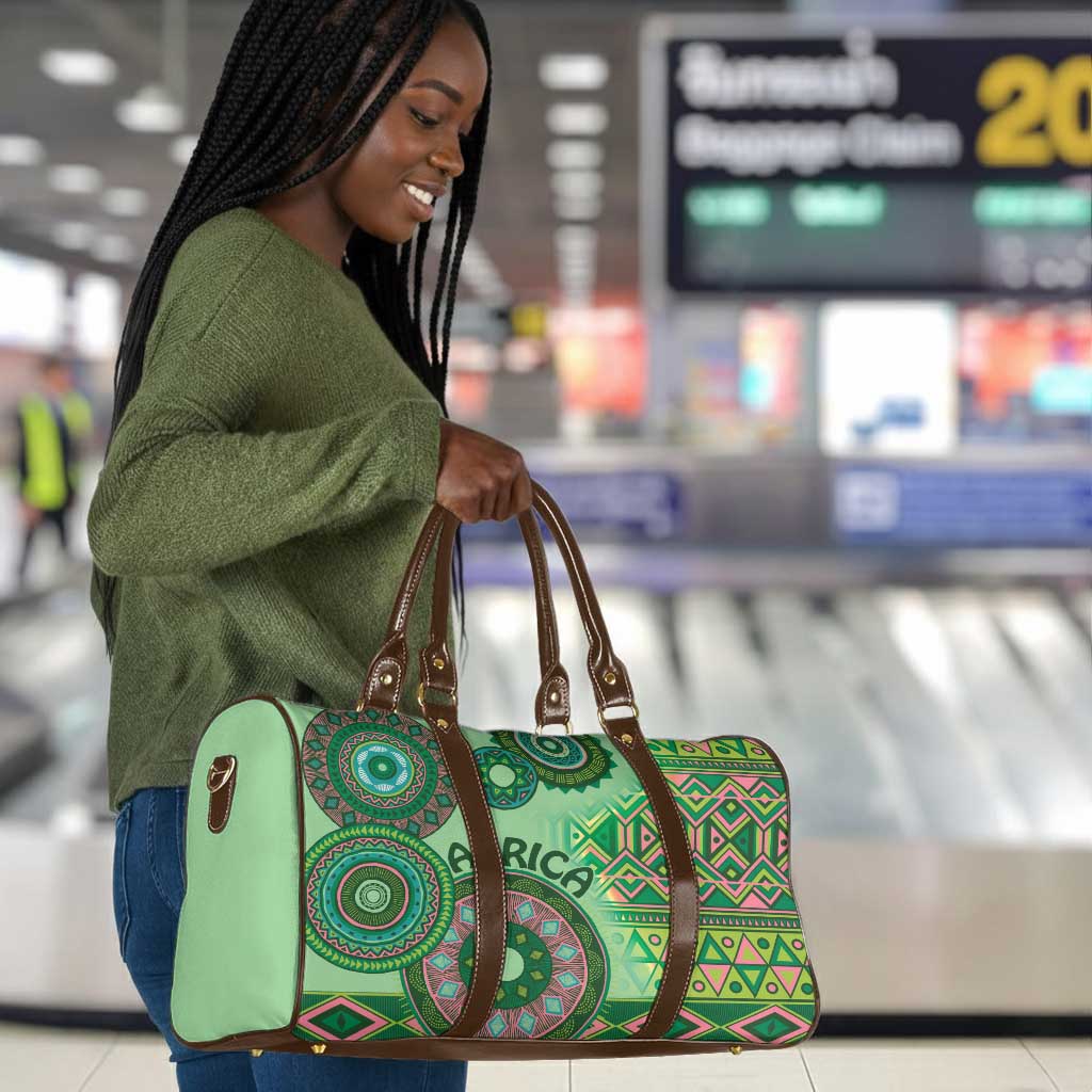 Africa Tribal Traditional Pattern Travel Bag Green Motif