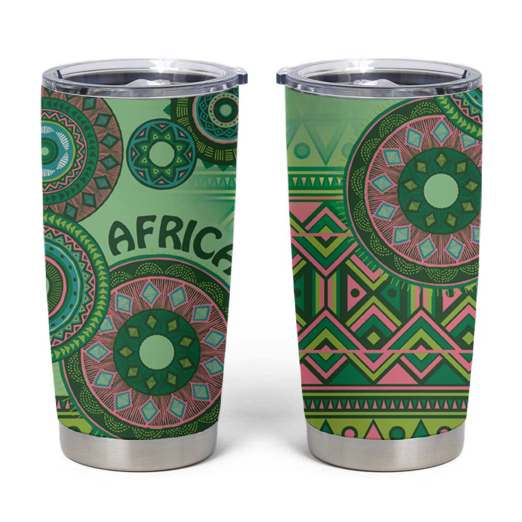 Afro Tribal Traditional Pattern Tumbler Cup Green Motif