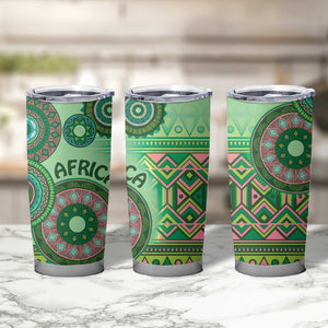 Afro Tribal Traditional Pattern Tumbler Cup Green Motif